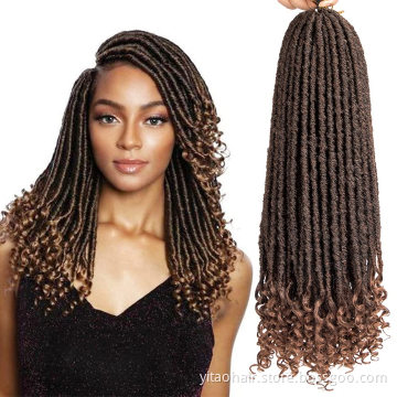 Wholesale Synthetic Braiding Hair Extensions Dreadlocks Ombre Brown Color Soft Straight Faux Locs Crochet Braids Hair